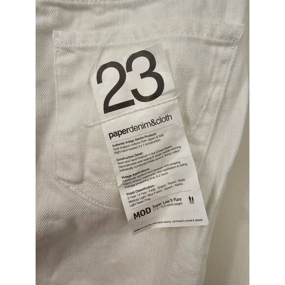 Paper Denim & Cloth Women's Super Low 5 Flare White Jeans Size 23 Waist 26 NEW - Picture 5 of 8